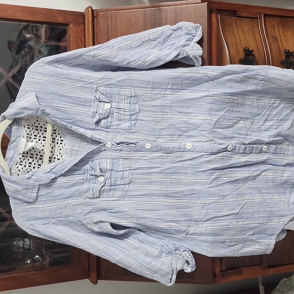 Dotti Light Blue Striped Casual Shirt